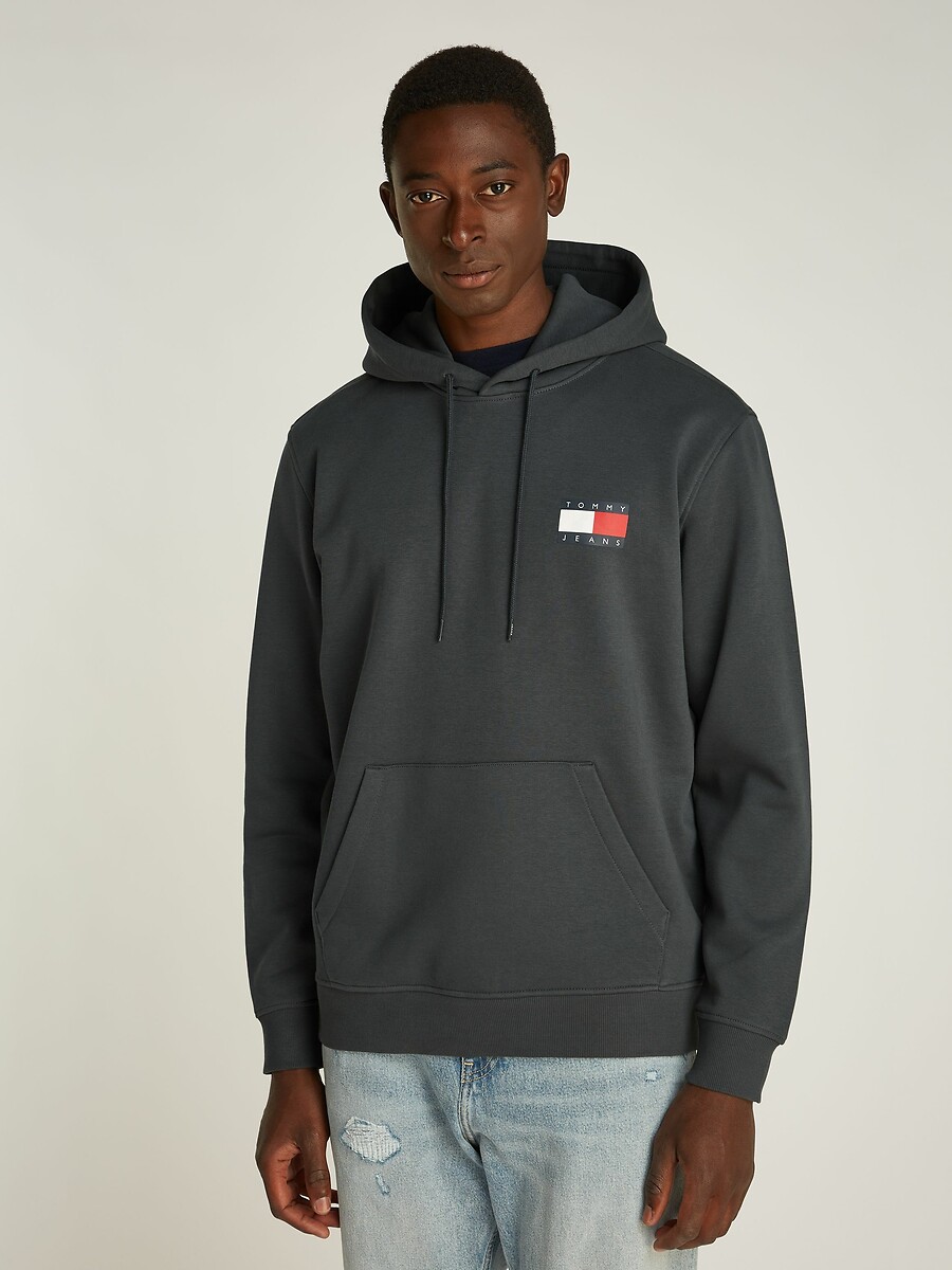 TOMMY JEANS<br>Moletom reto com capuz Bandeira