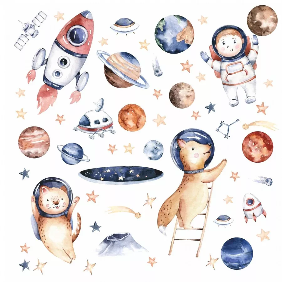 Nikima Wandtattoo 226 Wandtattoo Weltall Astronaut bunt