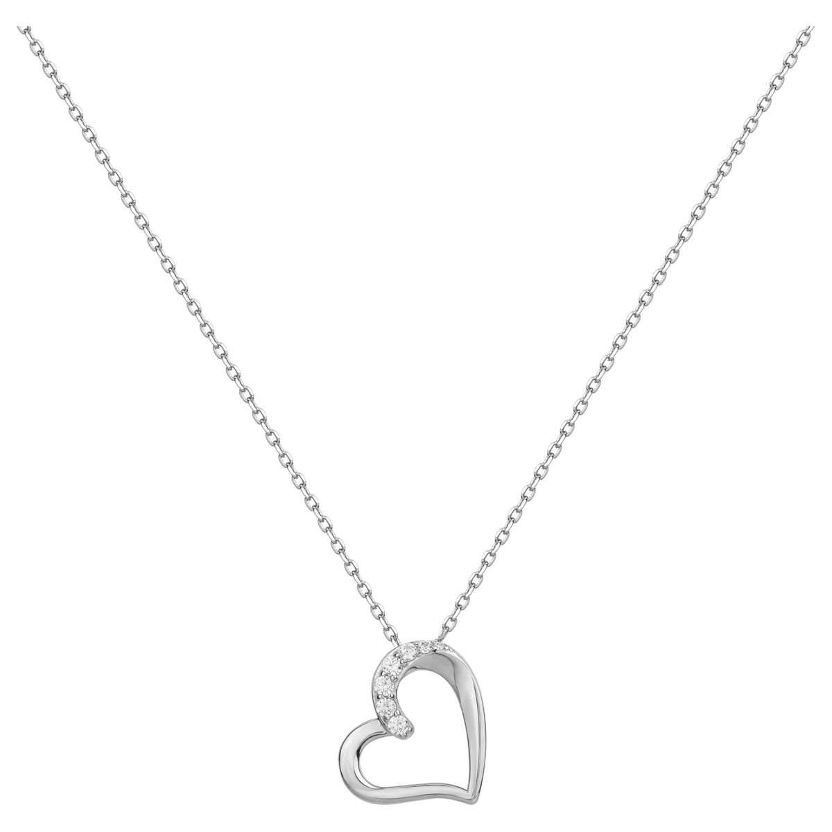 Collier mono-motif en Argent avec oxyde de zirconium blanc
