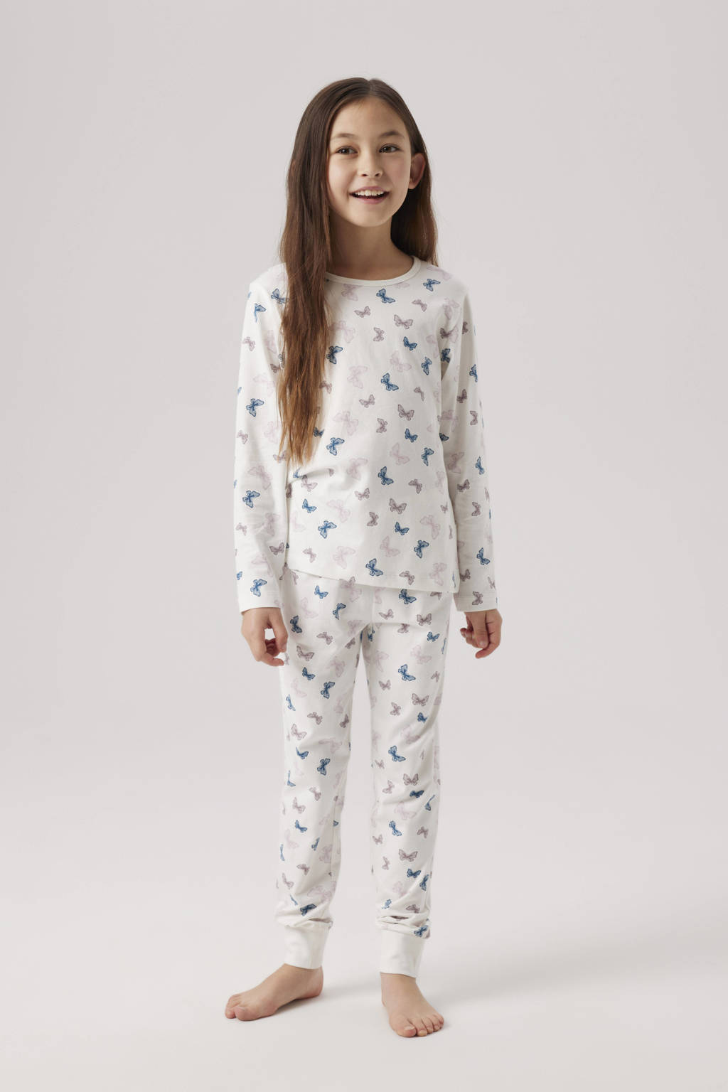 NAME IT pyjama met vlinderdessin ecru/blauw/zand