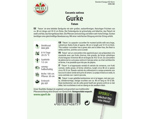 Groentezaden Sperli komkommer 'Fatum'