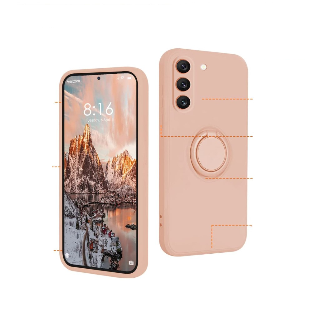 Samsung Galaxy S23 5G Silikon Case Hülle   Magnetischer Kickstand Haltering - Rosa (Matt)