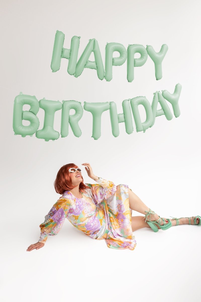 Happy Birthday Letter Ballon Mintgroen 3,4m