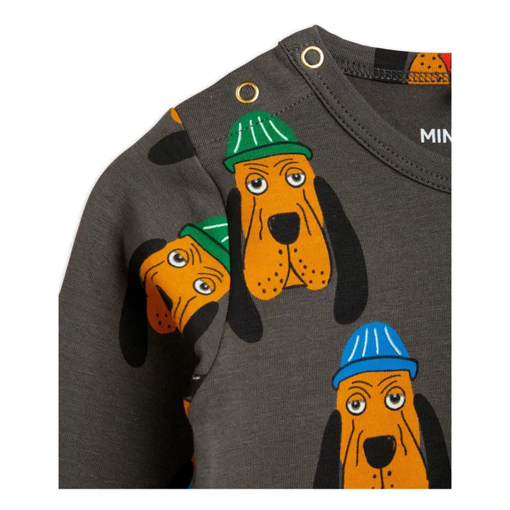 Mini Rodini Body Coton Bio Chien | Gris anthracite