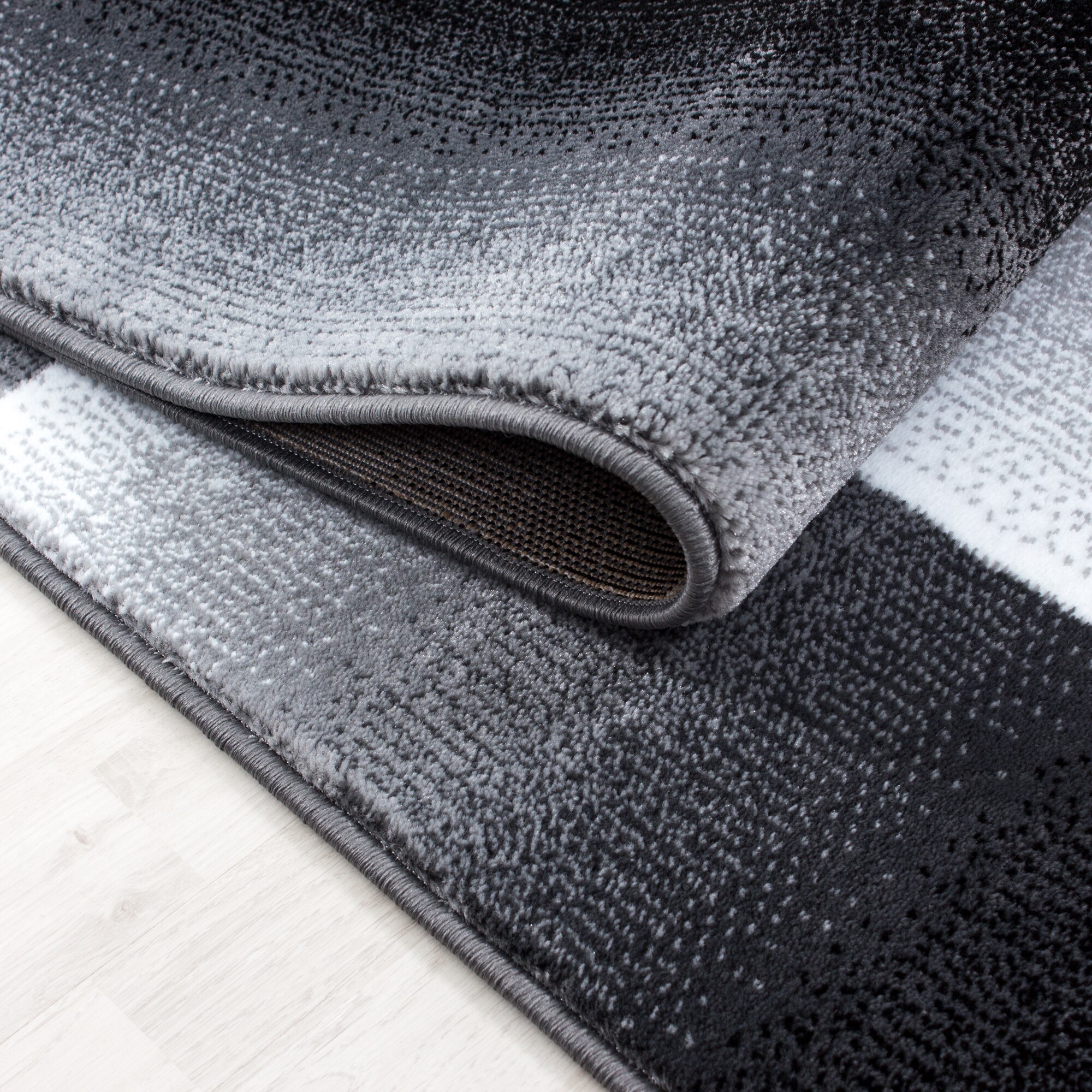 Teppich modern Designer Wohnzimmer Abstrakt Kariert Muster Schwarz Grau Weiß