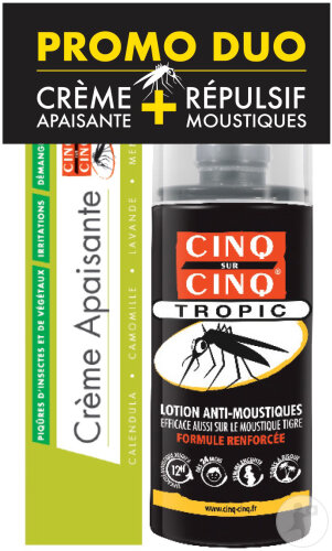 Cinq Sur Cinq Tropic Lotion Anti-Moustiques 75ml + Crème Apaisante 3en1 Après Piqûre 40g