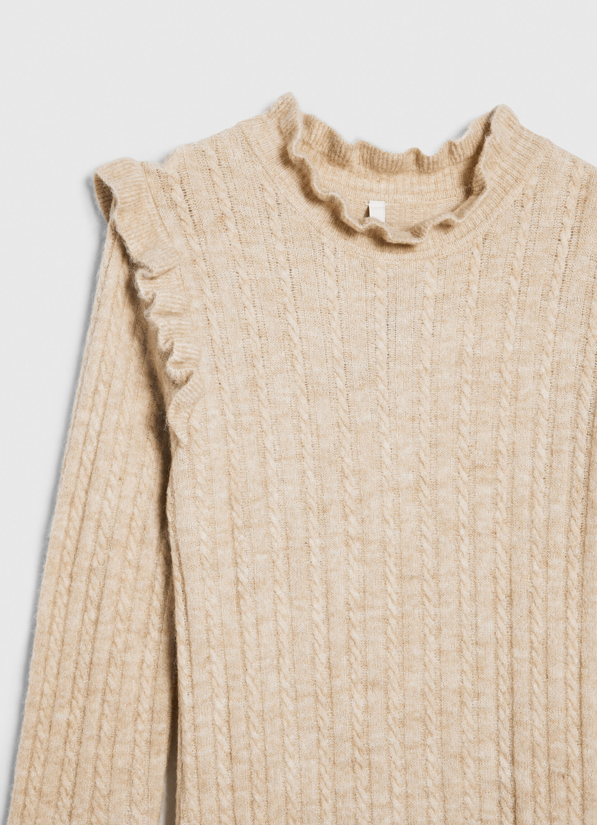 Vestido midi de tricô trançado - Bege