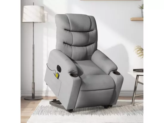 Fauteuil inclinable massant électrique Gris clair Tissu