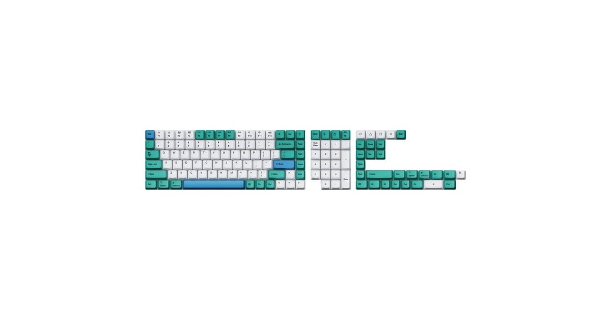 KeychronOEM Dye-Sub PBT Full Keycap-Set - Iceberg keycaps  (Wit/turquoise, 137 Stuks, US-Layout (ANSI))