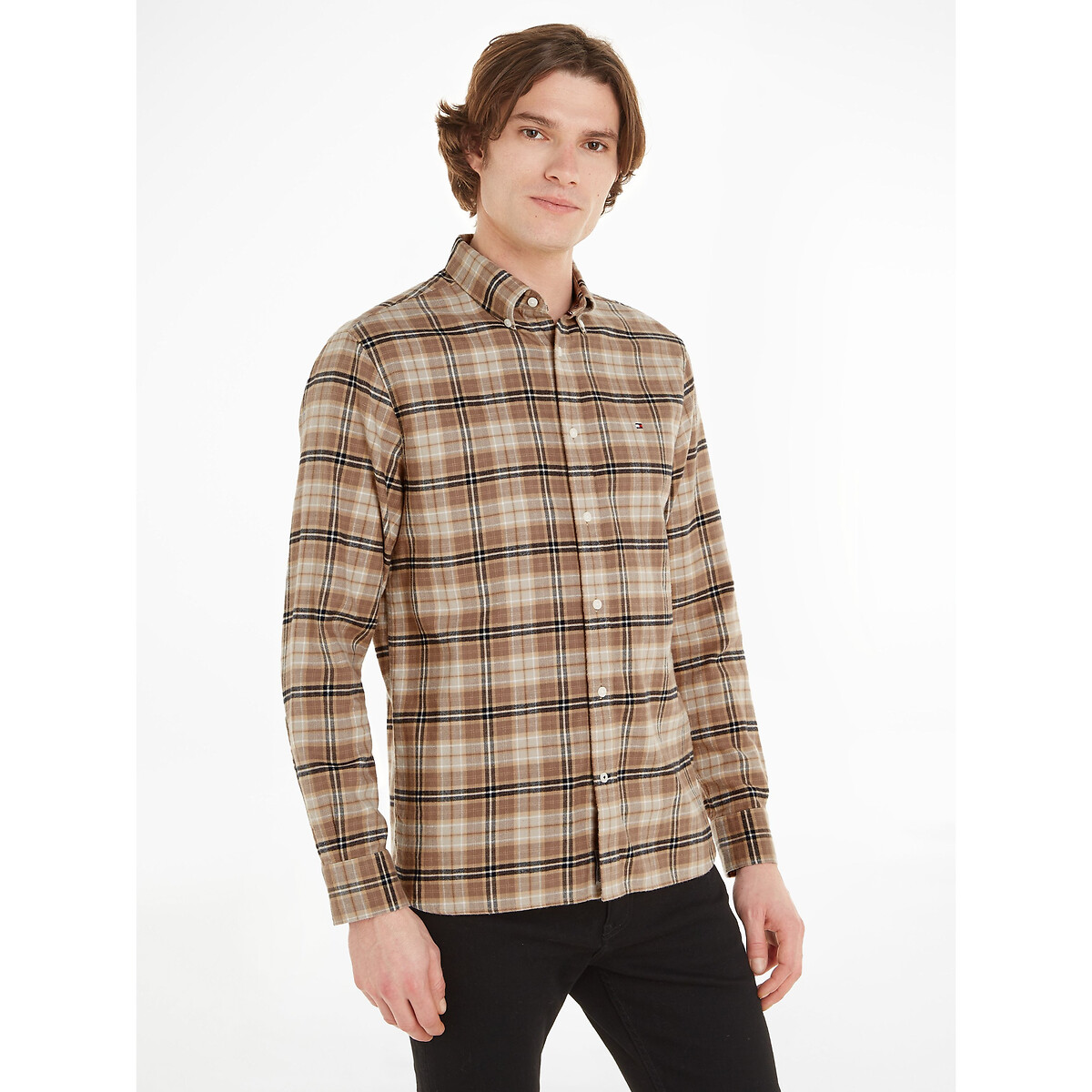 TOMMY HILFIGER<br>Camisa xadrez tartan, colarinho com botões