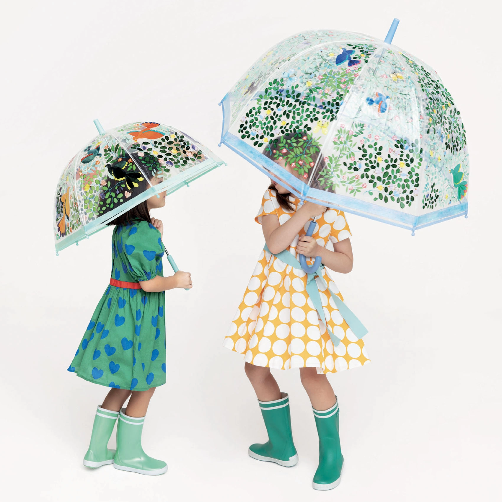 Regenschirm BLUMEN & VÖGEL in transparent/bunt