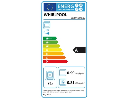 WHIRLPOOL - Four encastrable pyrolyse OMR559RR0X, 71 litres, 9 modes de cuisson