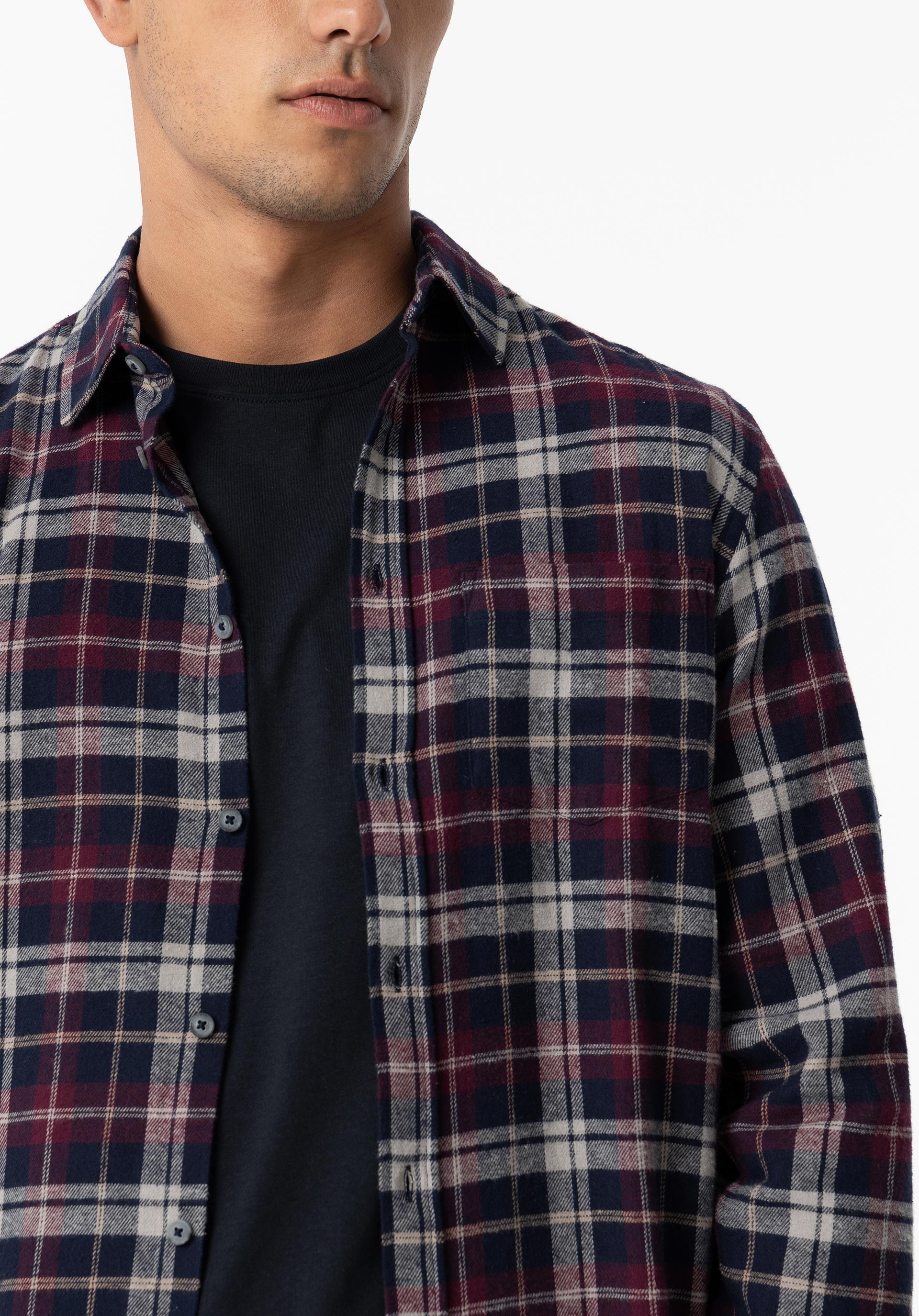 Camisa Regular Fit de Flanela Xadrez