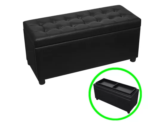 Pouf de rangement Cuir synthétique Noir