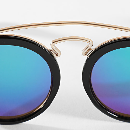 Lot De 2 Lunettes De Soleil Noir Miroir Bleu Clair