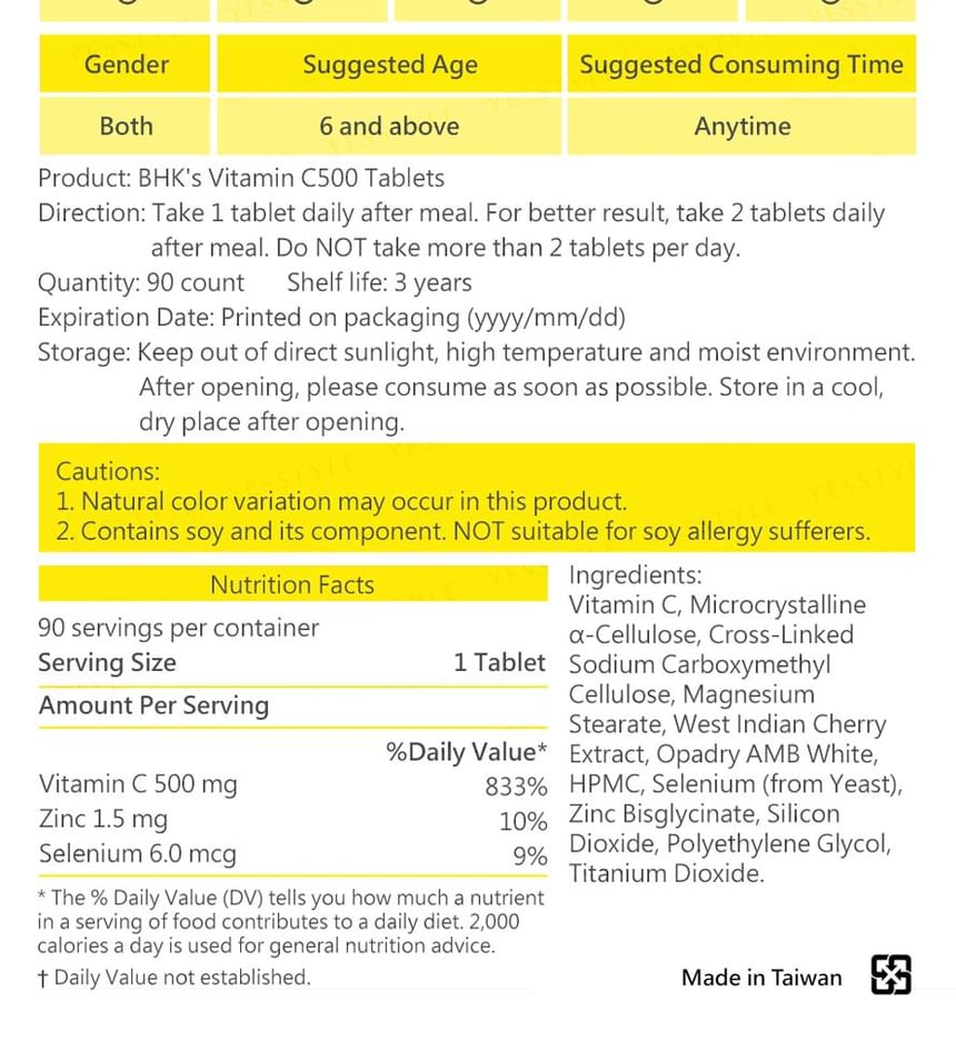 BHK's - Vitamine C 500 Tabletten