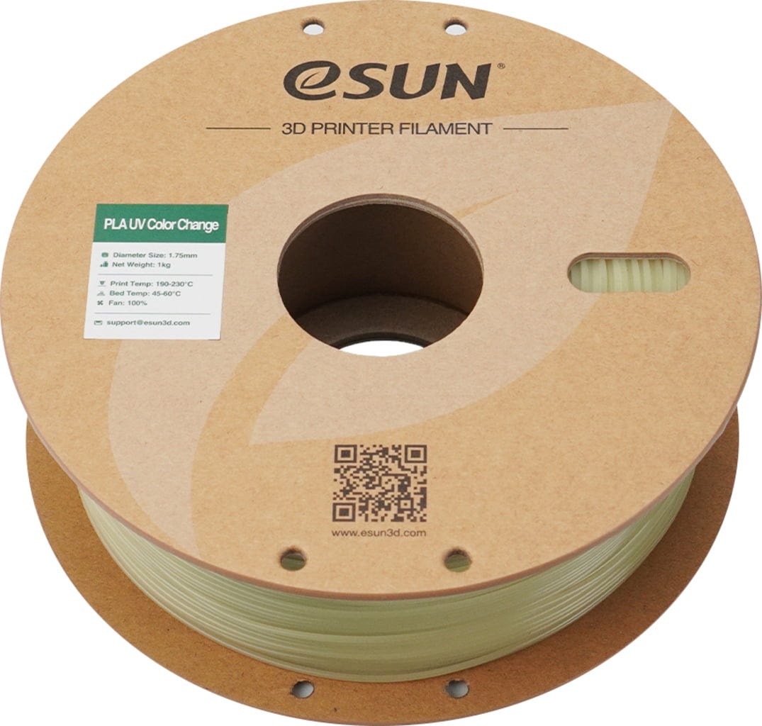 eSUN  PLA-UV Color Change Green, 1,75 mm / 1000 g    Zweifarbiges PLA mit Farbwechsel durch UV-Licht in Green