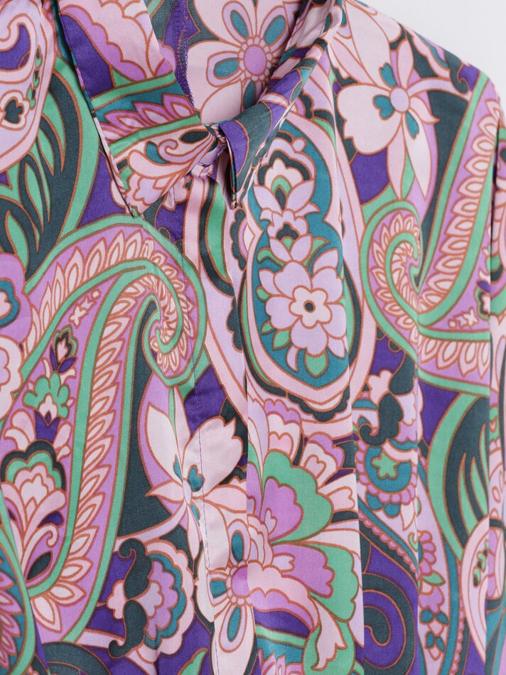 Vestido de cetim estampado - Azul