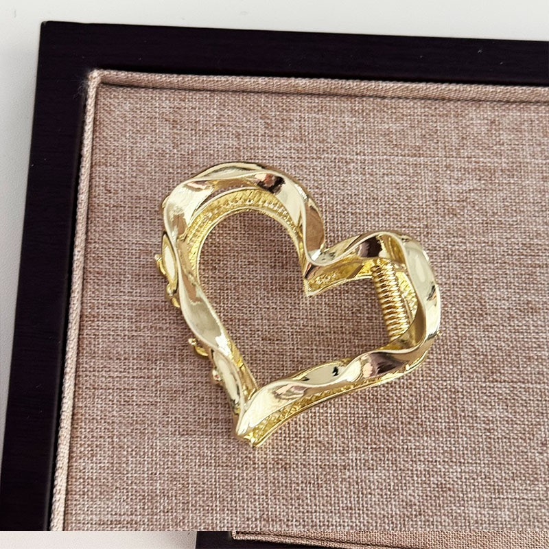 (6x5cm) Haarspange Klammer Metall Krallen Clip Haar Accessoire Herz - Gold