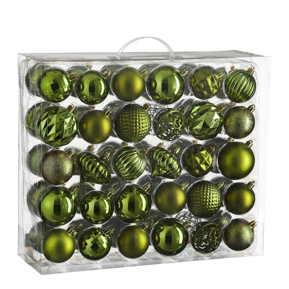 House of Seasons Kerstballen Set - 60 Stuks - Donkergroen
