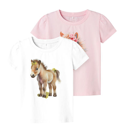 Name It T-Shirt - NmfHani - 2er-Pack - Ballerina/Bright White