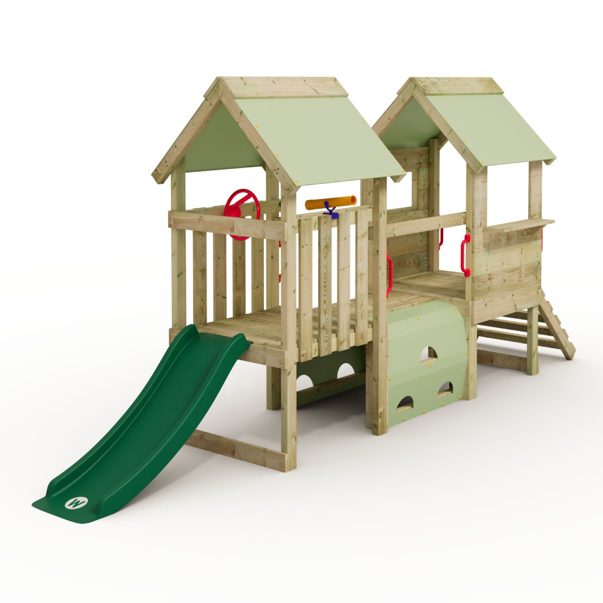 WICKEY Peuter Klimtoren Mijn Eerste Speeltuin 2 met Glijbaan - Pastelgroen