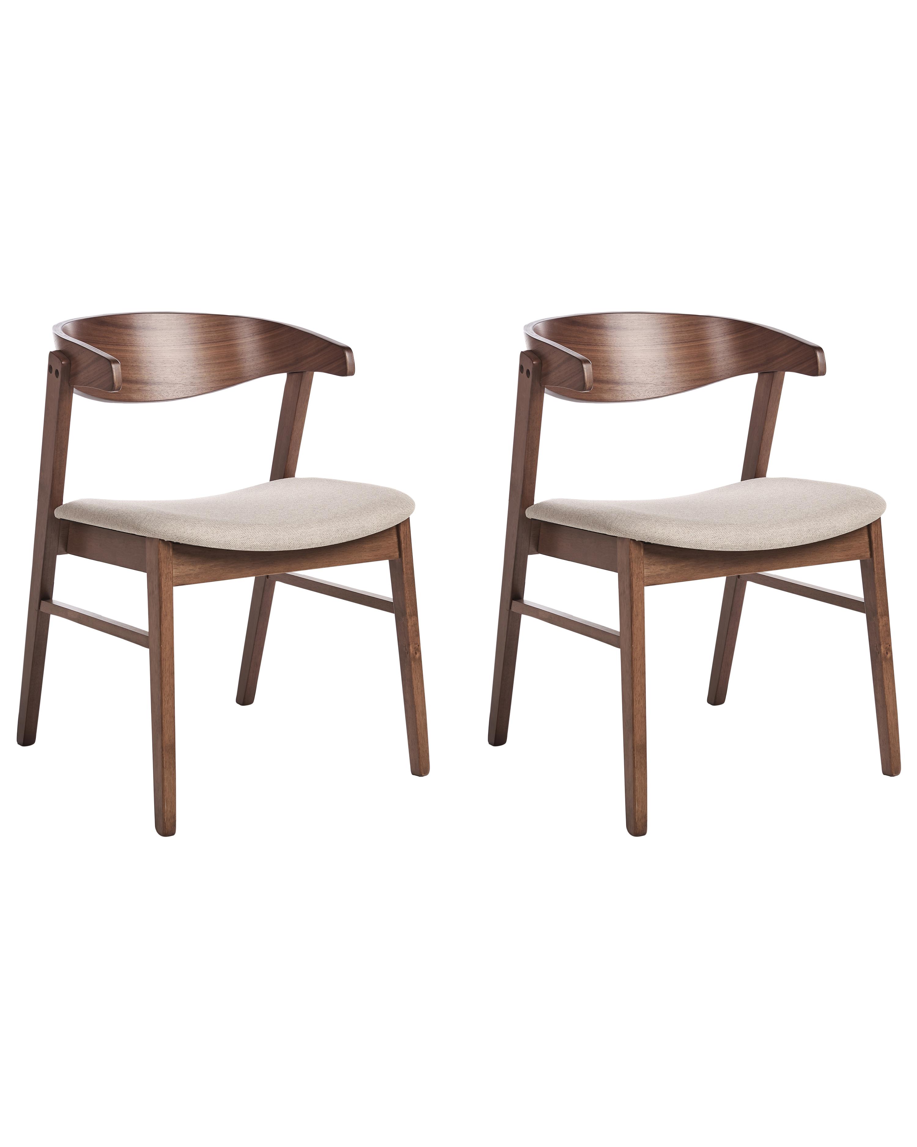Set van 2 eetkamerstoelen LILLY Donkerbruin/beige