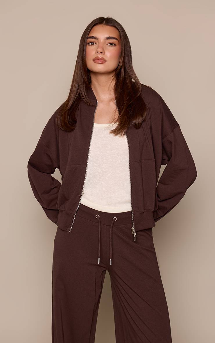 Chocolat Ensemble Coordonné Bomber Décontracté Zippé