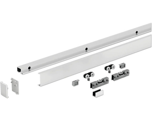 Pertura glazen schuifdeur complete set Glera Reeds 02 900x2050 mm links incl. beslag Selir aluminium naturel, verzonken handgreep