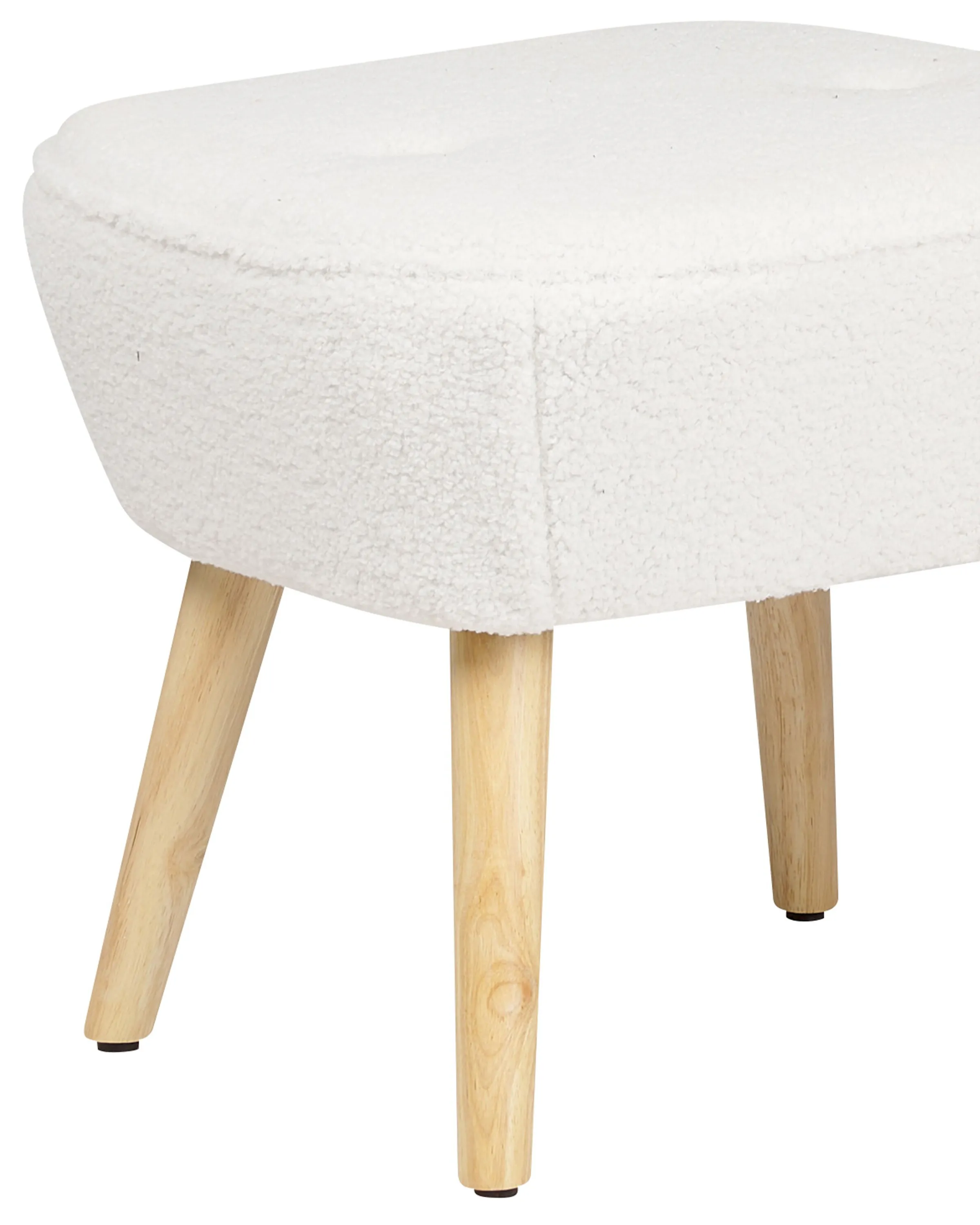Fauteuil TUMBA met voetenbank Bouclé Wit