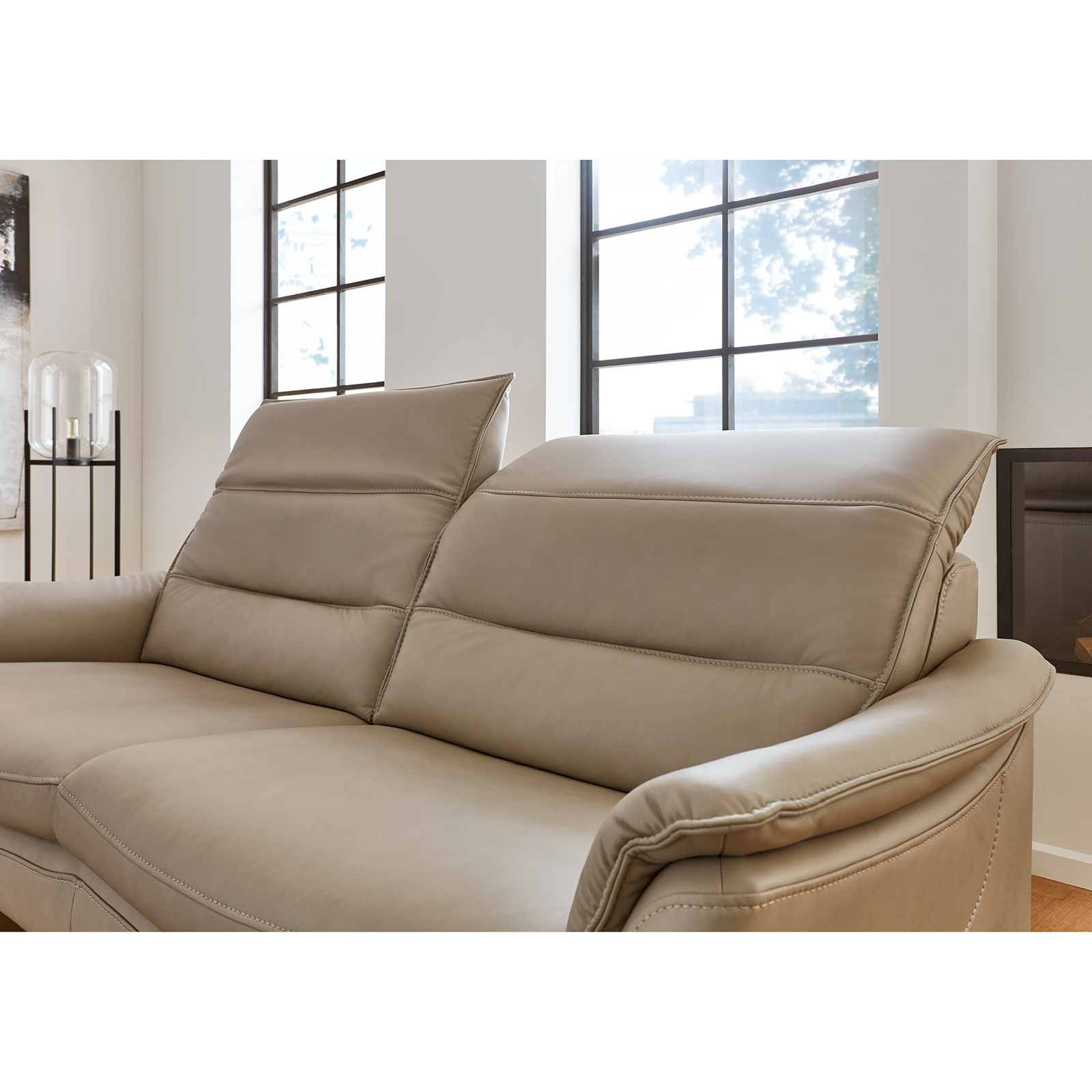 3-Sitzer-Ledersofa - pearl - Basismodell