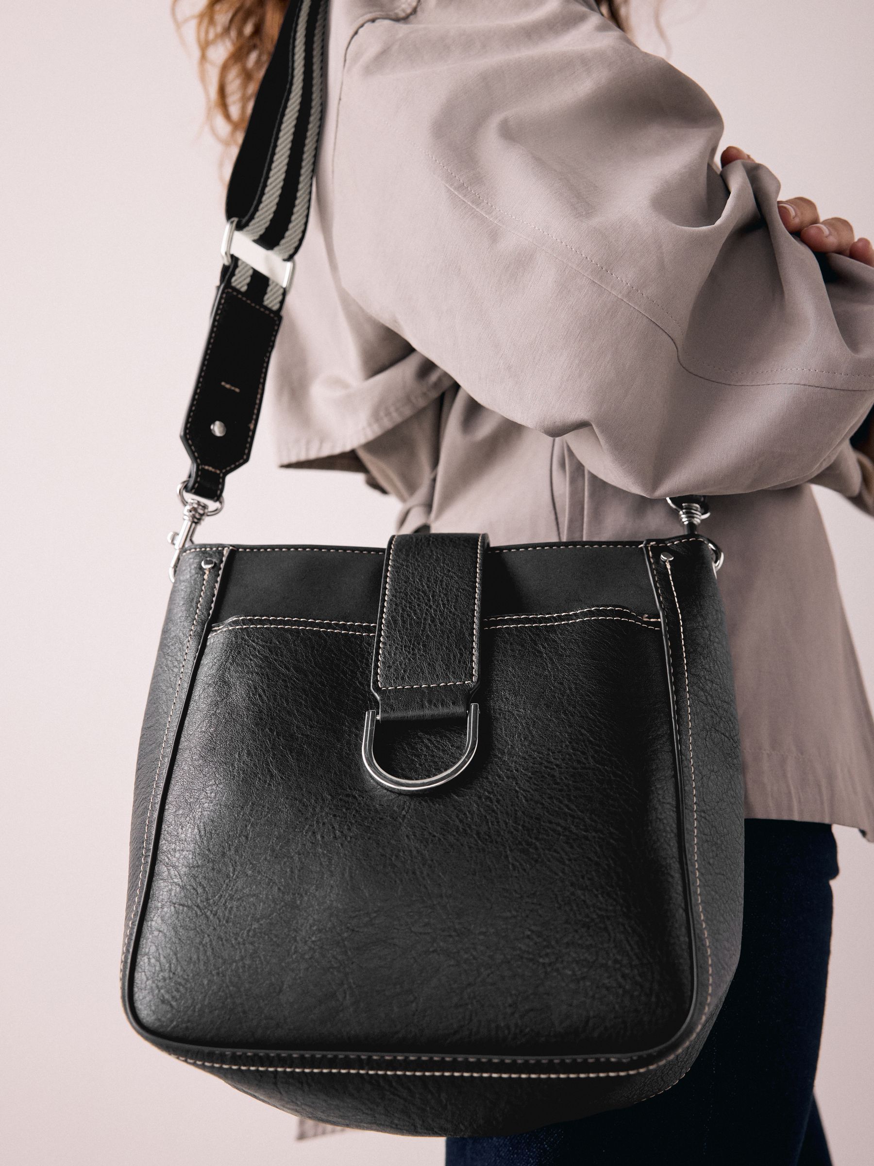 Zwart - Gestructureerde Messenger-tas