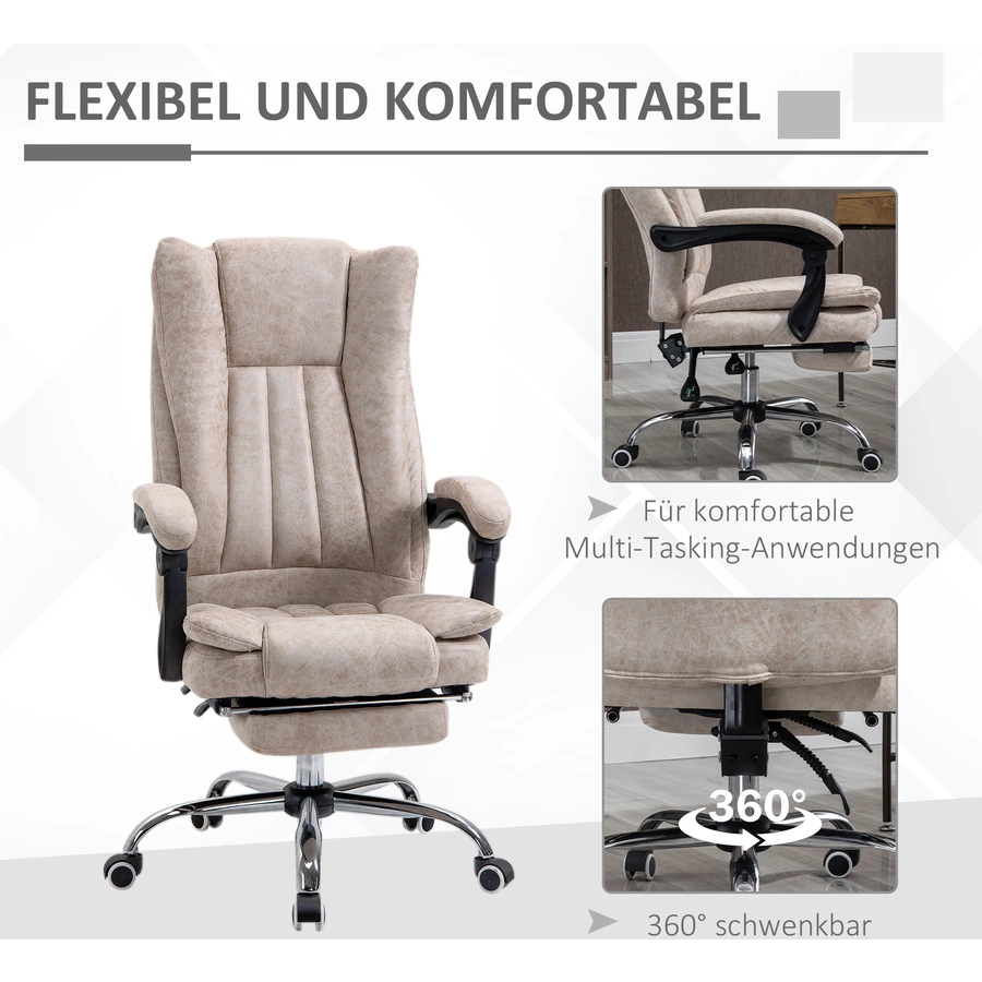 Vinsetto Bürosessel mit Wippfunktion, ergonomisch, Kunstleder SchwarzBeige