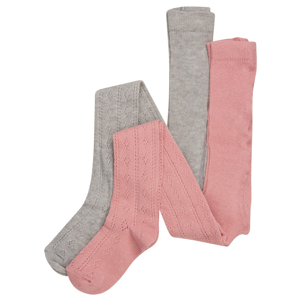 Køb Minymo Light Grey Melange strømpebukser Pointelle 2-pak