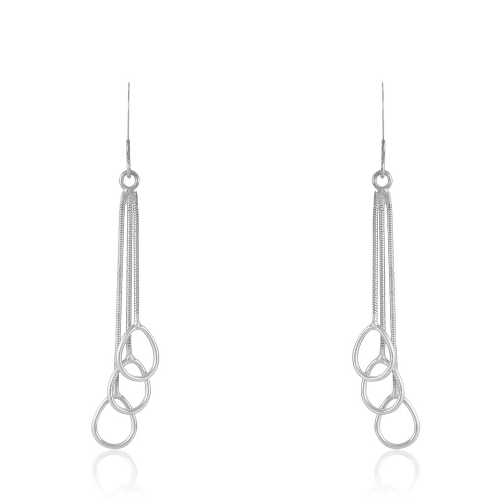 Boucles D'oreilles Pendantes Flat Argent Blanc