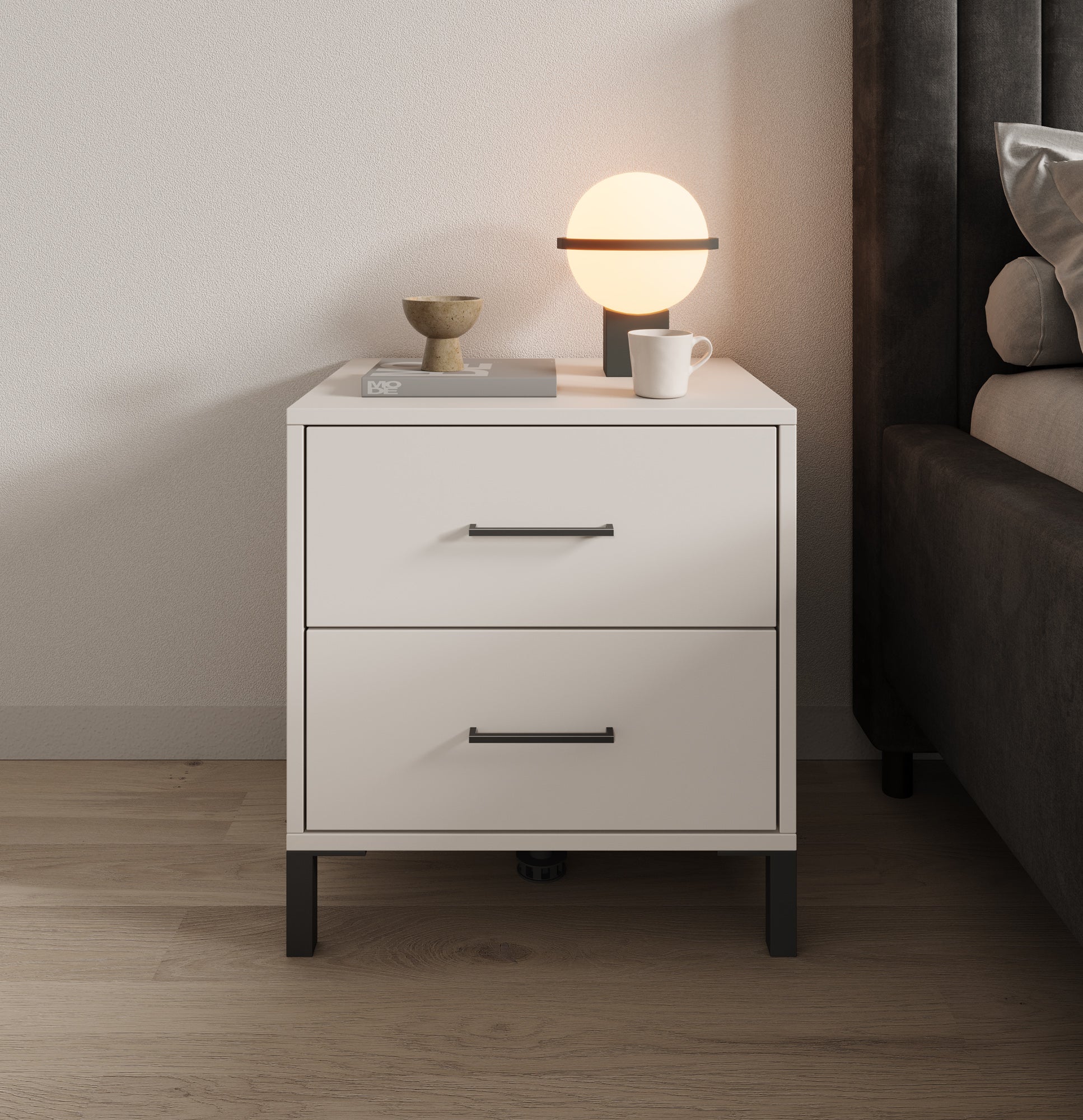 Vidor - Nachtkastje - Beige - 48x40x52 cm