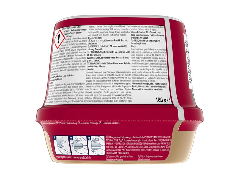 Glade Duftspender Luscious Cherry and Peony 180 g Langanhaltendes Duftgel mit ätherischen Ölen