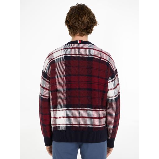Tommy Hilfiger Check Texture Striktrøje, Deep Rouge Multi, XXL