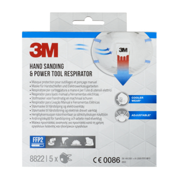 3M Stofmasker voor handmatig en machinaal schuren 8822