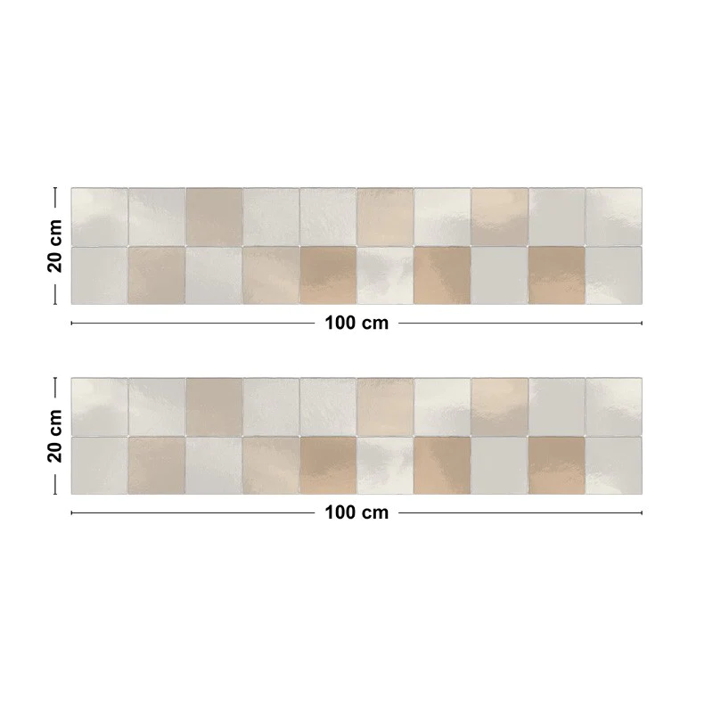 Crédence cuisine Bandeau ALU lot de 2 L100xH 20cm - ZELLIGE GRAPHIQUE