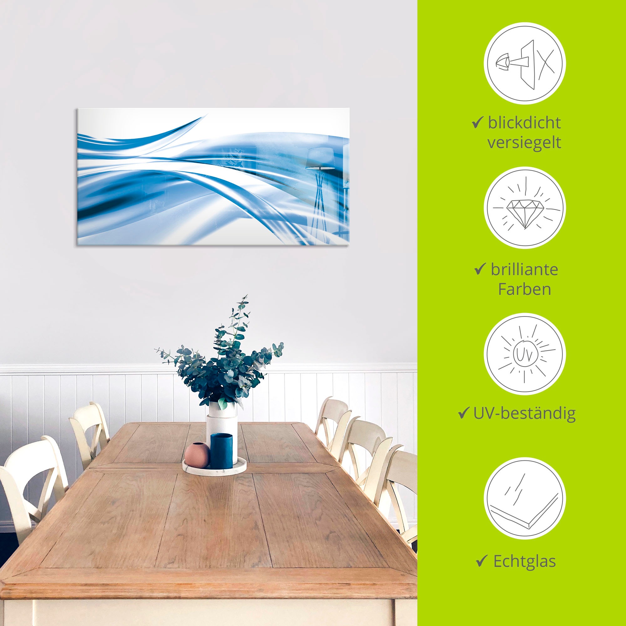 Artland Glasbild »Schöne Welle - Abstrakt« Gegenstandslos 1 Stk. tlg. in verschiedenen Grössen