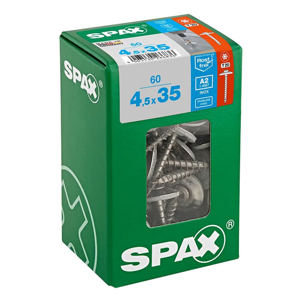 PLATELAGERSKRUE SPAX T-STAR T20 GALVANISERT 4,5X35MM 60STK