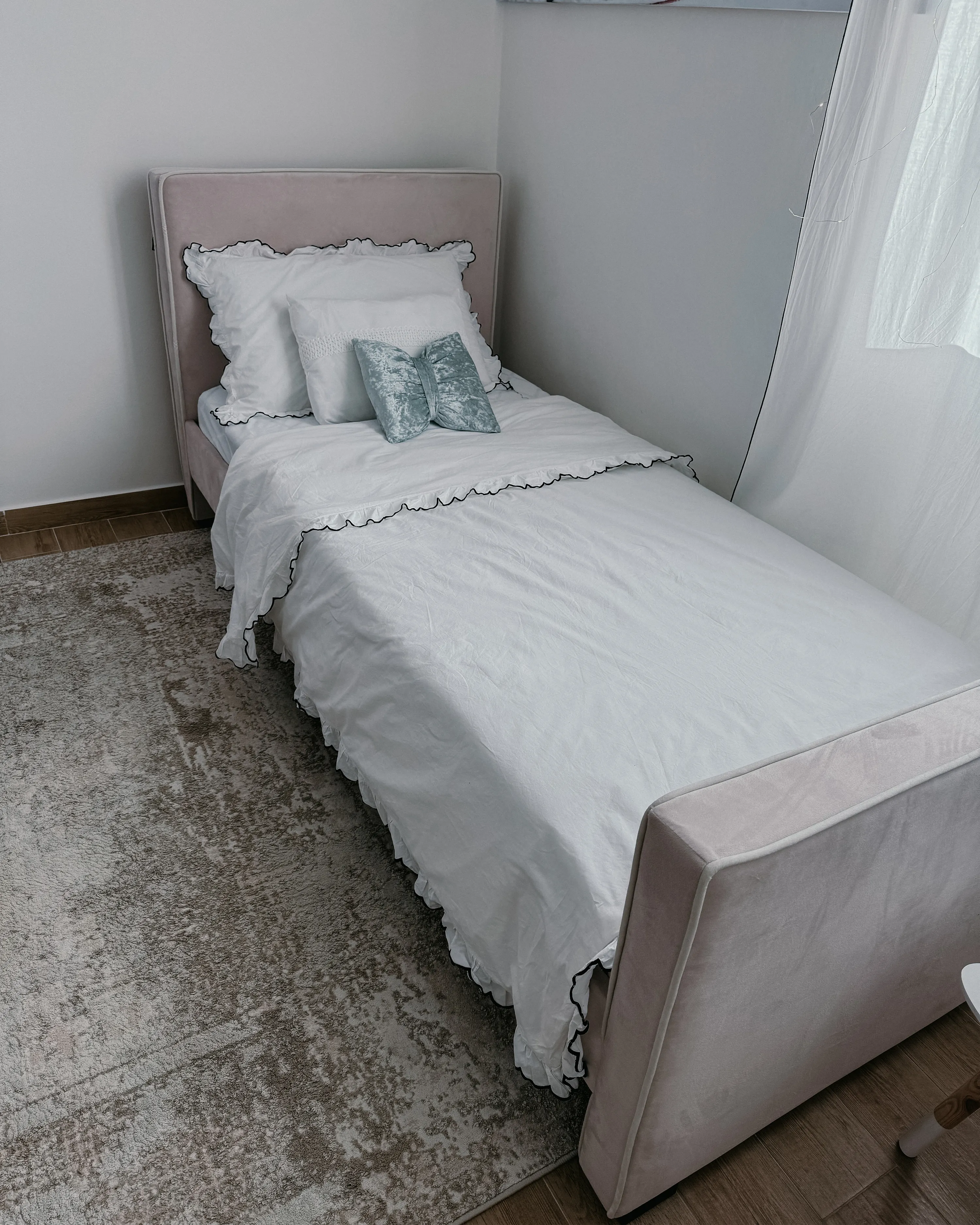 Kinderbed Fluweel TEENIE 90 x 200 cm Pastelroze