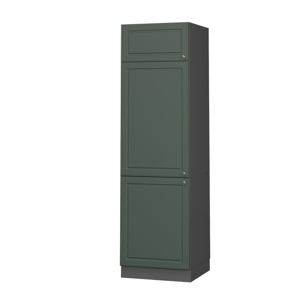 Vicco Kühlumbauschrank Küchenschrank Küchenmöbel Fame-Line Anthrazit Grün-Gold Landhaus 60 cm Küche Einbauküche Blende Drehtür Einlegeboden Kühlschrank Küchenzeile