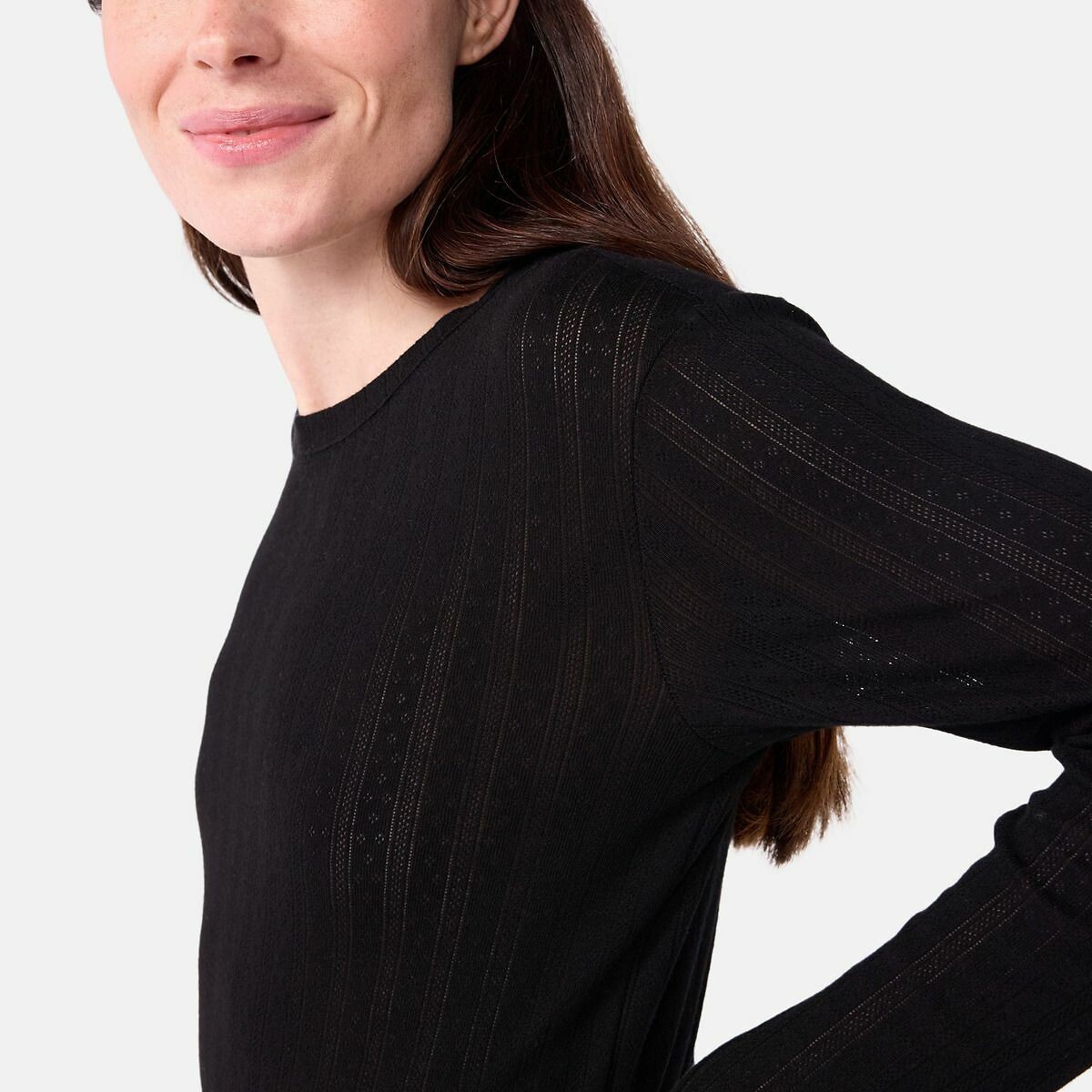 PETIT BATEAU<br>Camiseta feminina icônica feita de algodão vazado