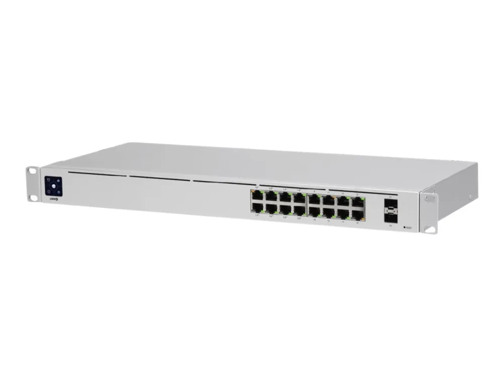 Ubiquiti UniFi Switch USW-16-POE - Switch - Administreret - 16 x 10/100/1000 (8 PoE )   2 x Gigabit SFP (uplink) - desktop, monterbar på stativ - PoE  (42 W)