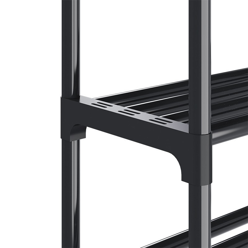 (147x57.5cm) Kleiderständer Garderoben Kleider Stange mit Rollen   Ablage - Schwarz