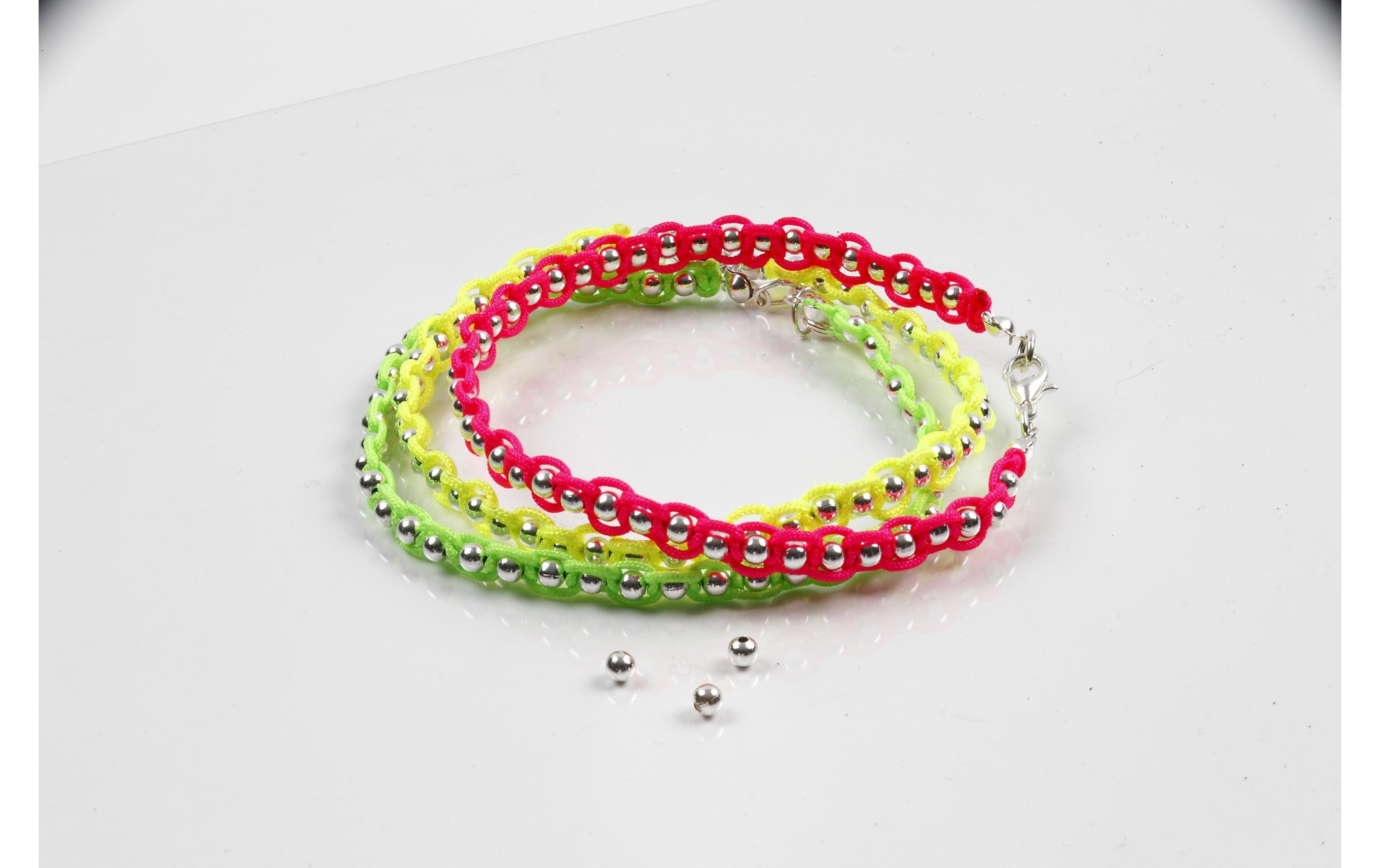Macramé-Band 1 mm, Neon multi, 28 mMacramé-Kordel Neon-bunt