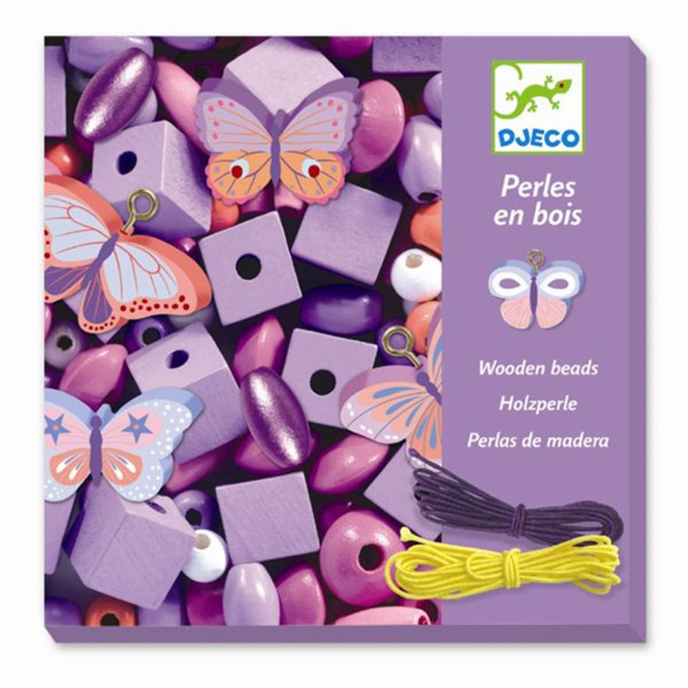 Køb Djeco Perles Wooden Beads Butterflies