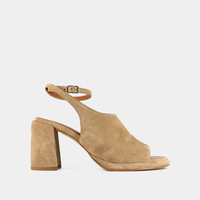 Sandales à talons hauts  en croute beige